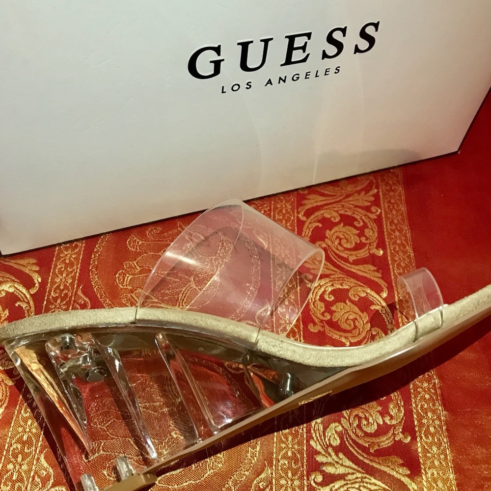 Guess glass shoes/wedges size 8